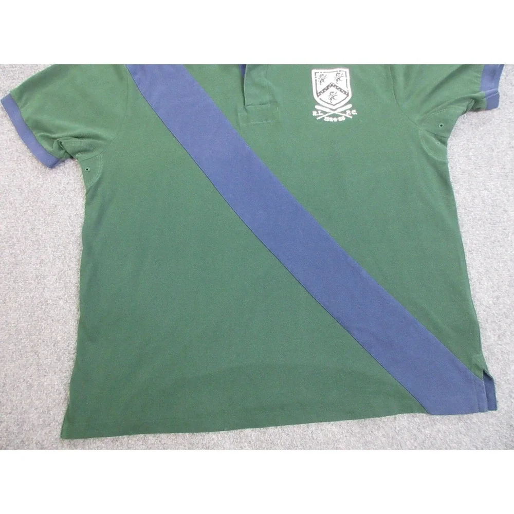 Ralph Lauren Polo Shirt Mens 1XB Green Rugby Patch Crest RLPC‎ Logo